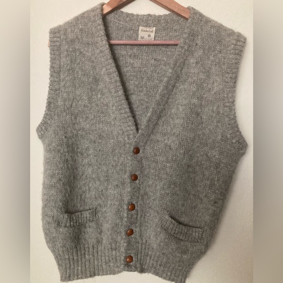 Vintage Hilda Ltd Icelandic Wool Sweater Vest M Grandpa Core Academia Coastal - Picture 1 of 13